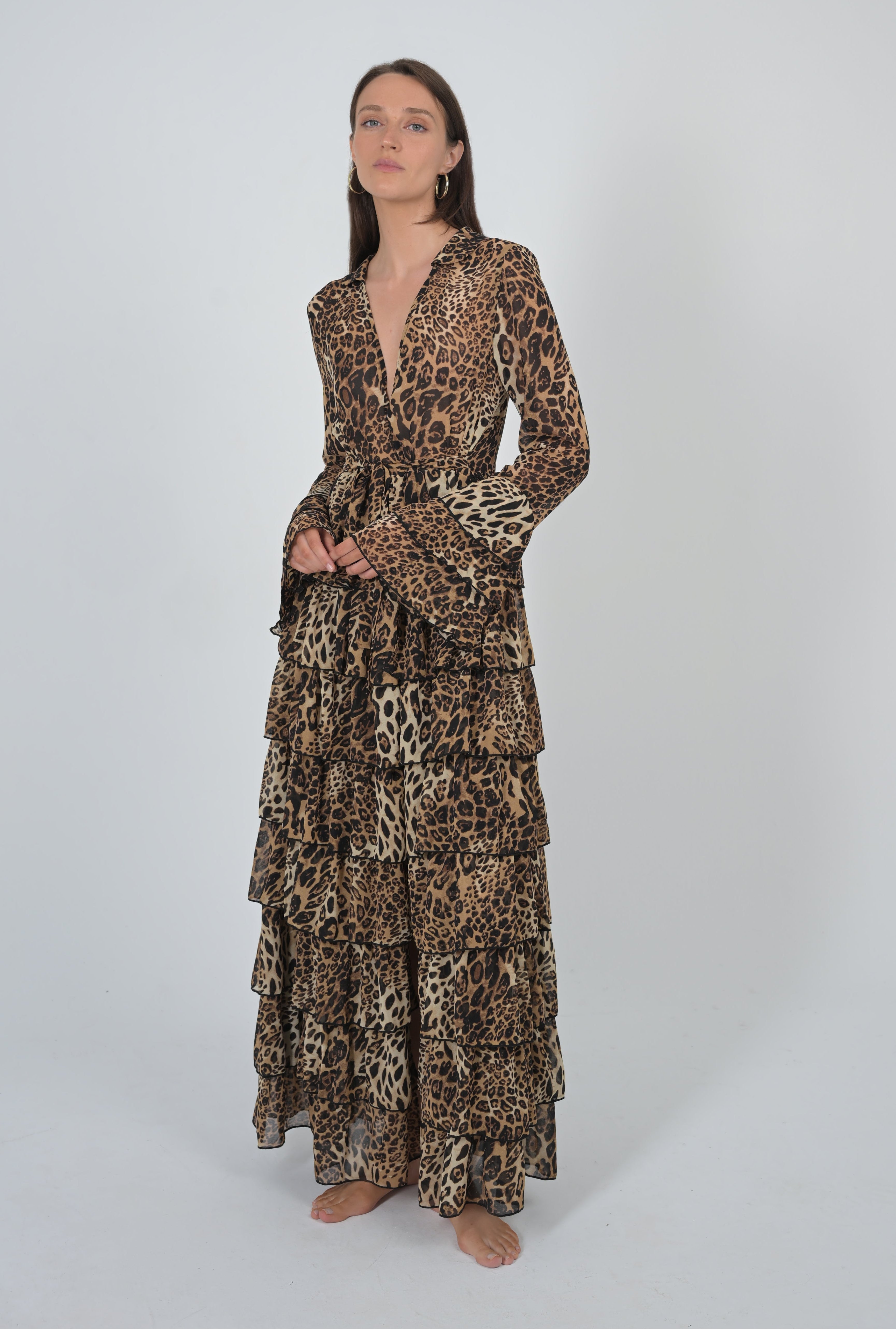 SAHARA LEOPARD LAYERED DRESS